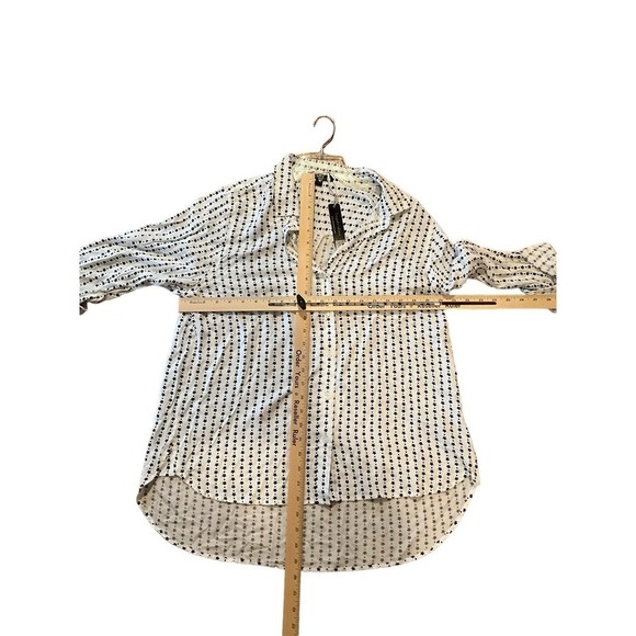 Velvet Heart Women's Large White Stars Print Rayon Classic Long Sleeve Button-Up - Picture 4 of 4